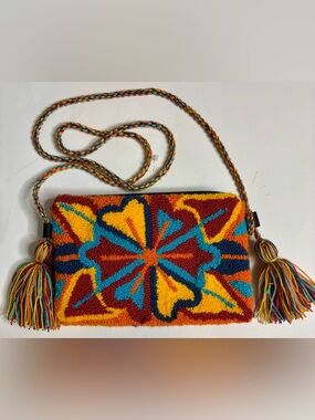 Wayuu Tribe Multicolor Floral Tapestry Crossbody bag with Tassels